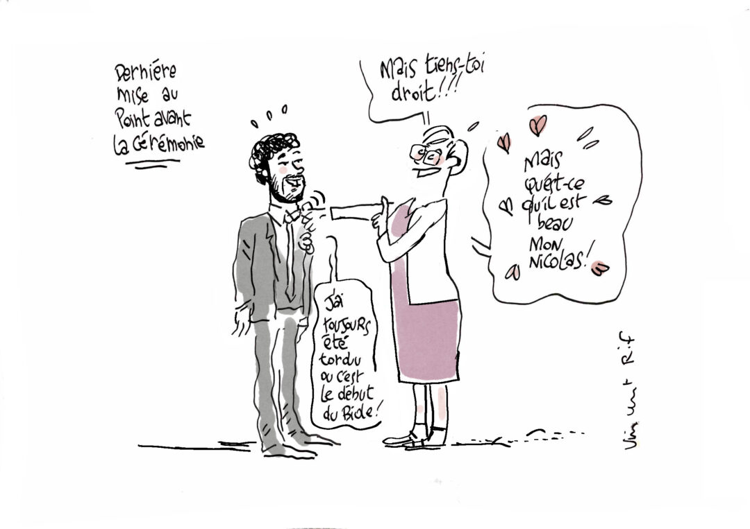 croquis par un dessinateur de mariage  avant la cérémonie